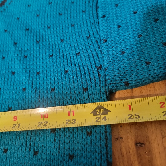 NWT vintage 22W (XL) deep teal and black polka dot and bow crewneck sweater - Picture 6 of 9